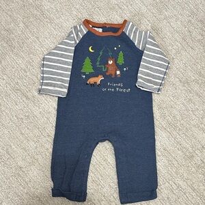 Mud Pie Blue and Gray Friends of the Forest Bodysuit